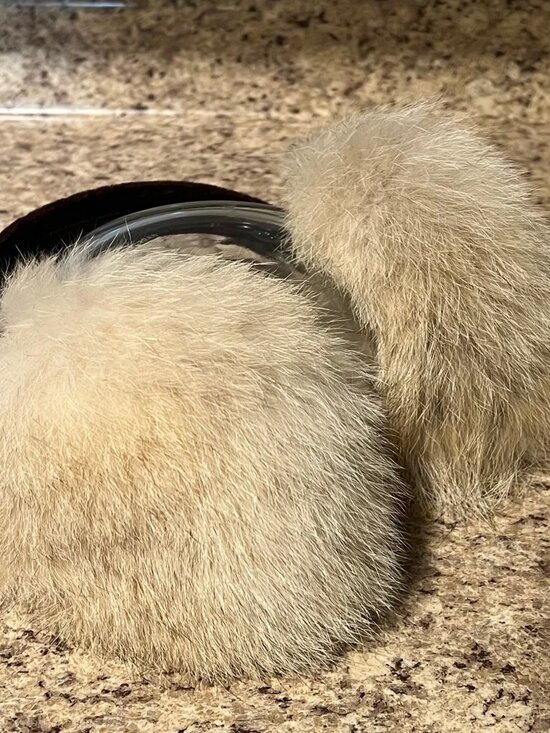 *NEW* {Genuine} Fox Fur Ear Muffs With A Chocolate Brown Velvet Headband*